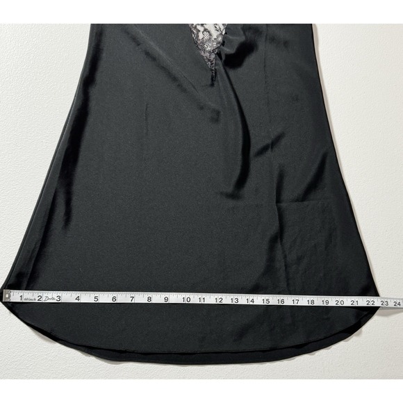 Vtg Victoria's Secret Gold Label Black Satin Slip Aubergine Plum Lace Chemise M - Picture 10 of 11